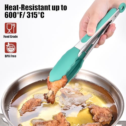 Kitchen Tongs with Silicone Tips for Cooking Serving