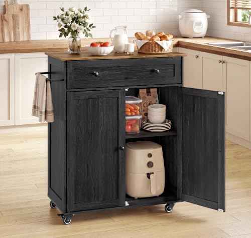 Mobile Kitchen Wooden Island Cart with Storage for Dining Room