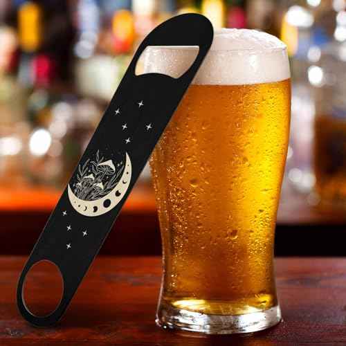 Wild Mushrooms Stainless Steel Bottle Opener Abstract Mystical Cosmic Moon Phases and Rituals Star Flat Beer Bottle Opener Keychain for Home Kitchen Bar Restaurant Party Birthday Gift