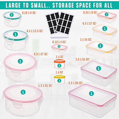 38 Pcs Large Food storage containers