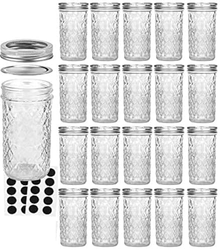 20 PACK Mason Jars 12 OZ Canning Jars Jelly Jars With Regular Lids (20 Count)