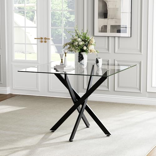 36” Square Glass Dining Table for 4