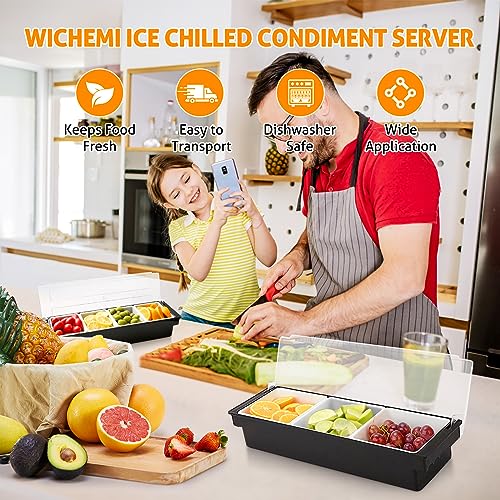 Ice Chilled Condiment Caddy with 3 Removable Trays and Lid (88.1849 Ounce)