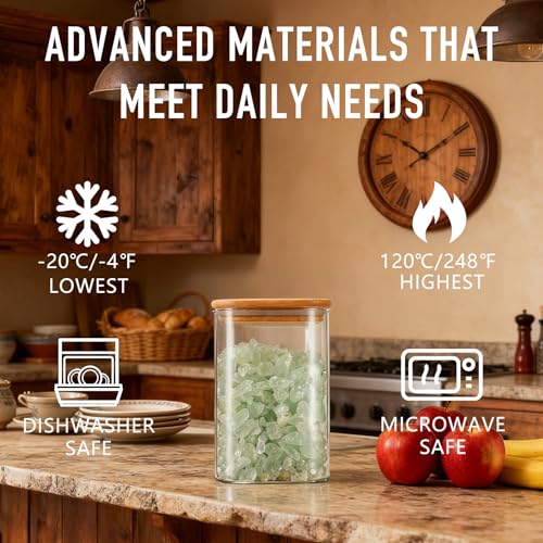 37oz/1.2Qt/1100ml Square Glass Storage Containers with Lids 4-Pack (4 Count)