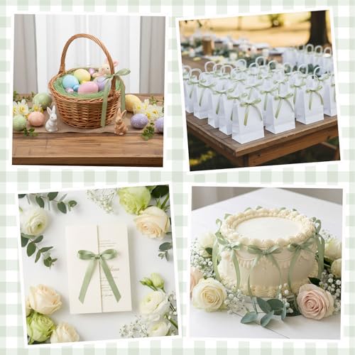 30 Pack Sage Green Bow Cake Toppers Ribbon Bows for Cake (30 Count)