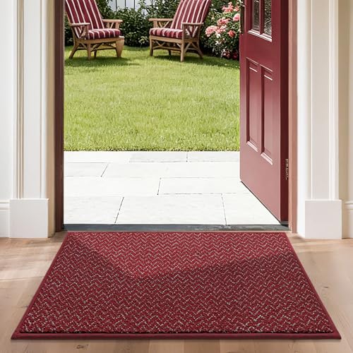 Dirt Trapper Door Mat 24"x36" Non Slip Washable Red