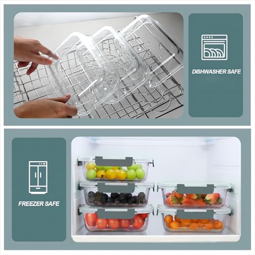 30 oz 5 Pack Glass Meal Prep Containers 2 Compartments (5 Count)