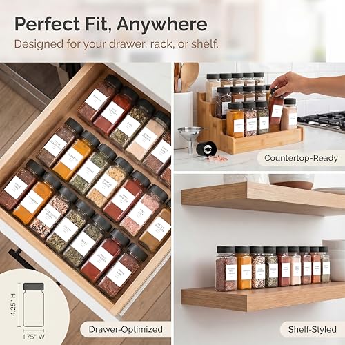 Glass Spice Jars with Label 24 PK (24 Count)