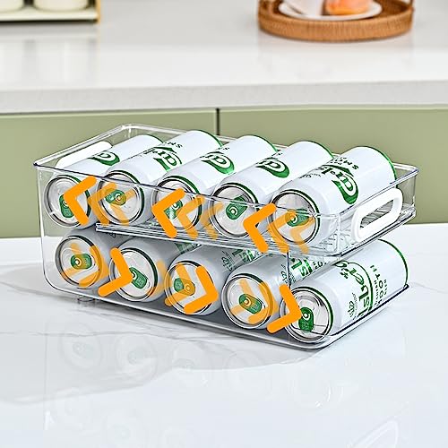 Upgrade 2 Tier Rolling Soda Can Storage Organizer for Tall Skinny Soda