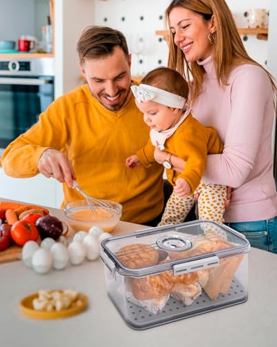 Bread Box 2 Pack Bread Storage Container Airtight Recording Time Bread Box for Kitchen Countertop Plastic Bread Keeper with Lid for Homemade Bread (2 Count)