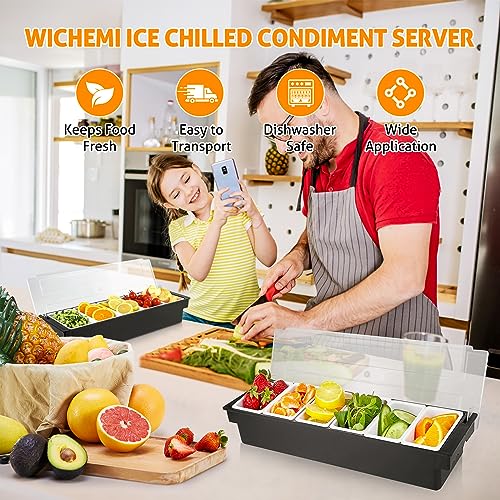 Ice Chilled Condiment Caddy with 6 Removable Trays and Lid (88.1849 Ounce)