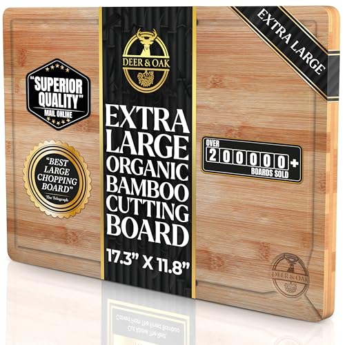 Extra Large Bamboo Cutting Board 17.3 x 11.8 x 0.8 Inch