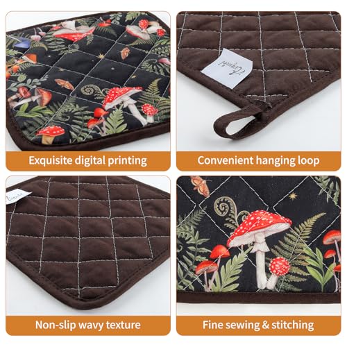 Mushroom Oven Mitts and Pot Holders Set (4 Count)