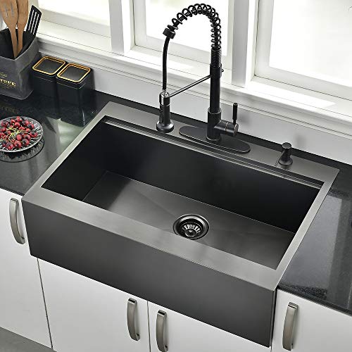 30 Inch Black Farmhouse Kitchen Sink Drop In