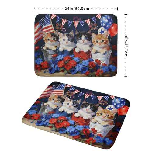 4th of July Drying Mat for Kitchen Counter 18 X 24 in Patriotic Printed Dish Drying Pad