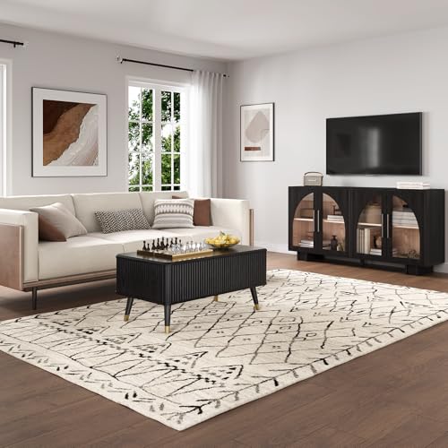 Black Lift Top Coffee Table with Storage for Living Room