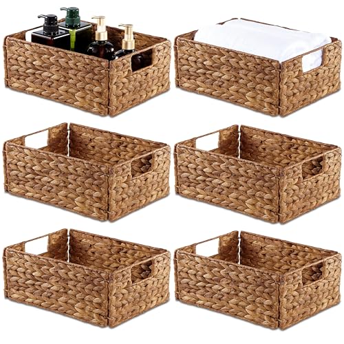Woven Water Hyacinth Storage Baskets with Handles