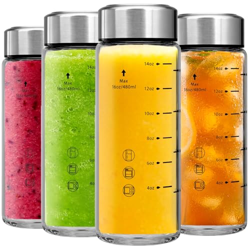 Glass Juice Bottles 4 Pack 20 oz (4 Count)
