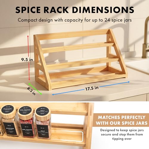 3 Tier Bamboo Spice Rack Organizer for Cabinet