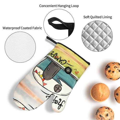 Happy Camper Oven Mitts and Pot Holders Sets of 4 (4 Count)