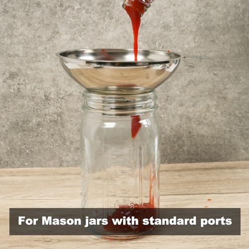 Canning Funnel with Stainless Steel Filter for Regular Mouth Mason Jars