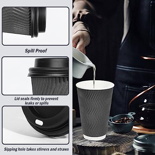 500 Pack 16 oz Insulated Disposable Coffee Cups With Lids (500 Count)