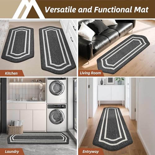 Kitchen Rugs Set of 2PCS Non Slip Kitchen Mats for Floor (2 Count)