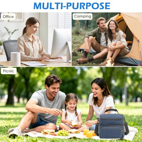 Double Layer Cooler Insulated Lunch Bag Adult Lunch Box Large Tote Bag for Men