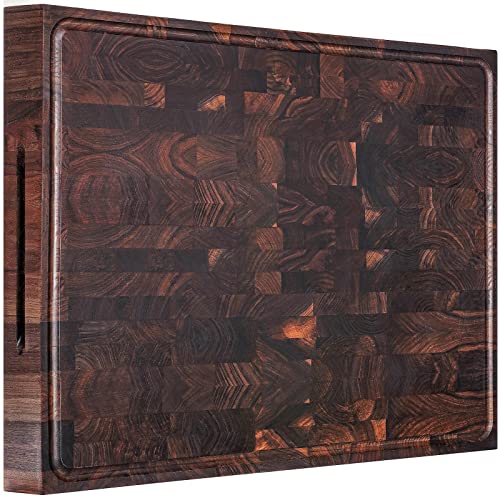Extra Large Walnut Wood End Grain Cutting Board 24x18x2" Cut Block