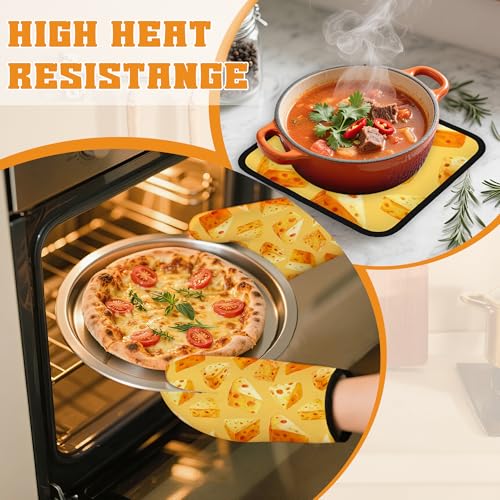 Cute Cheese Oven Mitts and Pot Holders Set (4 Count)