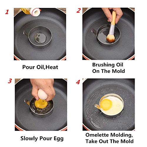 Egg Ring 3 Inch Stainless Steel Omelet Mold Pancake Ring Metal Kitchen Cooking Tool (3 Count)