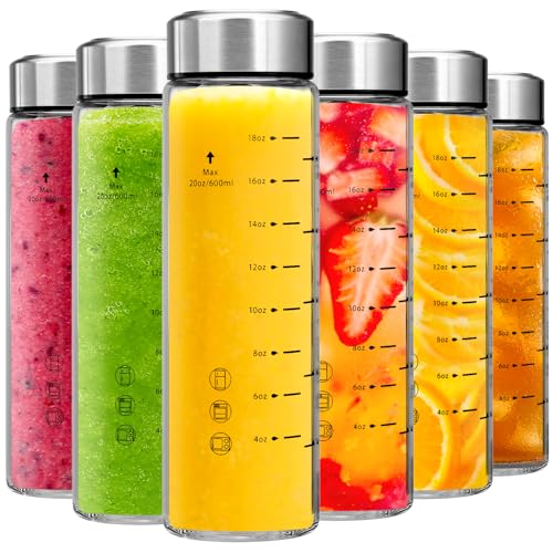 Glass Juice Bottles 6 Pack 20 oz (6 Count)