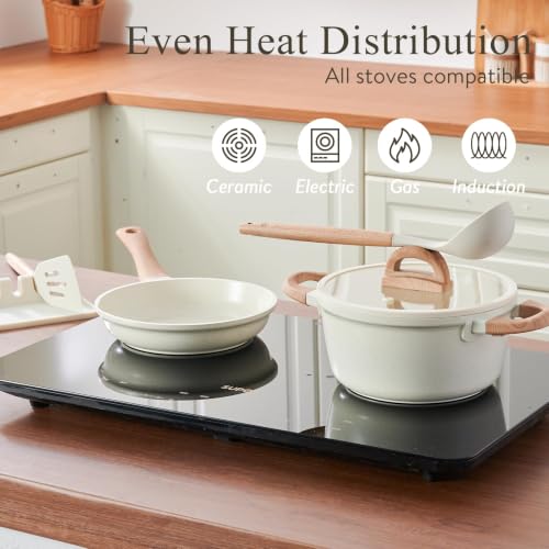 22 Piece Ceramic Cookware Set with Utensils
