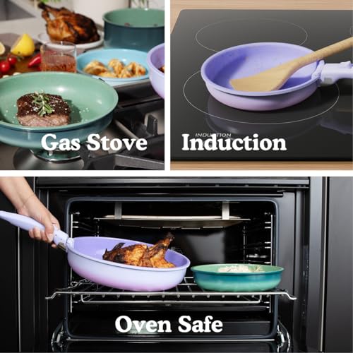 Ombré Titanium Ceramic Cookware Set Non Toxic (16 Ounce)