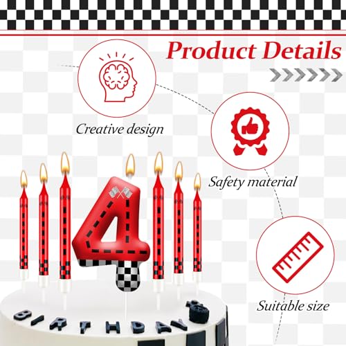 13PCS Racing Car Theme Birthday Candle Set with Checkered Flag Design (13 Count)