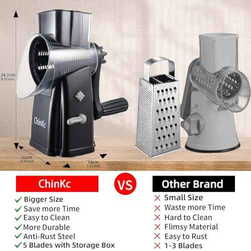 Upgrade Rotary Cheese Grater Shredder with Handle
