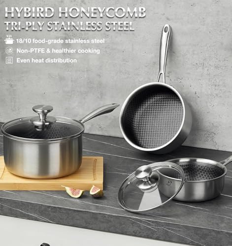 Hybrid Nonstick Stainless Steel Sauce Pan 3QT