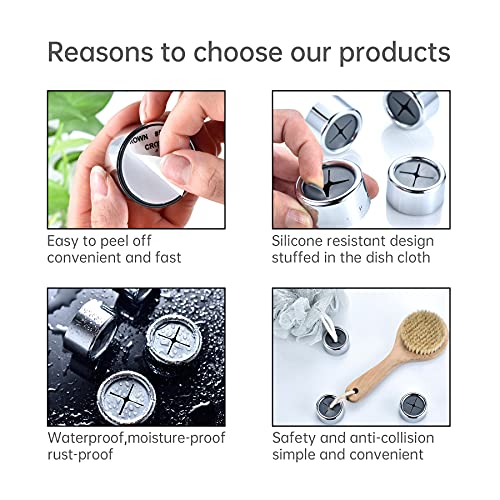9 Pieces Kitchen Towel Hooks Round Adhesive Dish Towel Hook Premium Chrome Finish & Easy Installation Wall Mount Hand Towel Hook Ideal as Bathroom