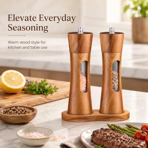 2 Pcs Wooden Salt and Pepper Grinder Set (2 Count)