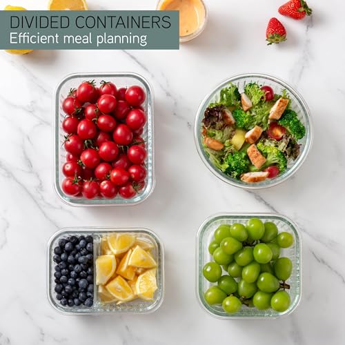 Premium 32 Pc. Borosilicate Glass Food Container Set with Dividers