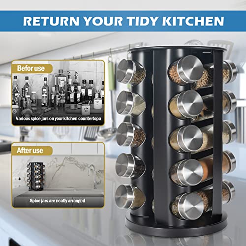 Black Countertop Revolving Spice Rack (20 Count)