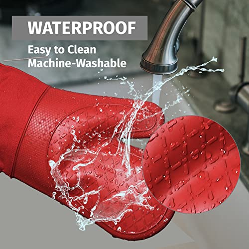 Extra Long Silicone Oven Mitts and Pot Holders (4 Count)