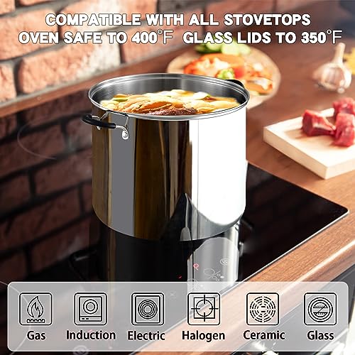 Professional 24 Quart Stainless Steel Stock Pot with Lid