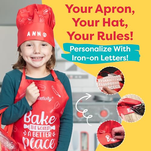 Adjustable Kids Chef Hat & Apron for Boys & Girls (7 Count)