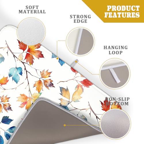 Autumn Leaf Dish Drying Mat Large Fall Colorful Leaves Absorbent Dish Drain Mats for Kitchen Counter