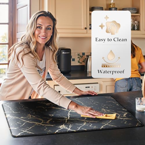 Gold Foil Stamped Marble Kitchen Mats