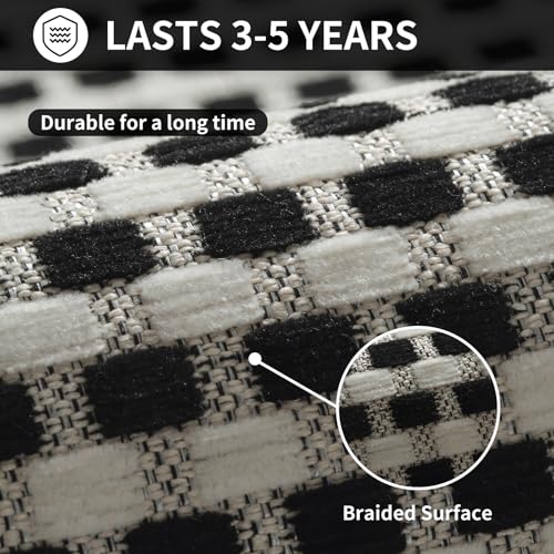 Kitchen Rugs Kitchen Mats for Floor Non Slip Washable Black 17" x47 (5.54 Sq Ft)