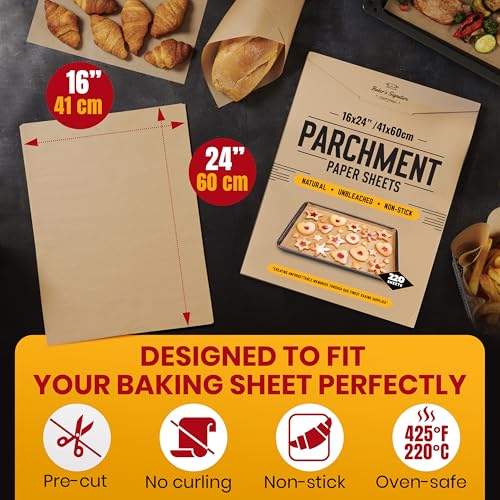 220 Sheets] Full Sheet Pan 16 x 24" Parchment Paper Baking Sheets (220 Count)