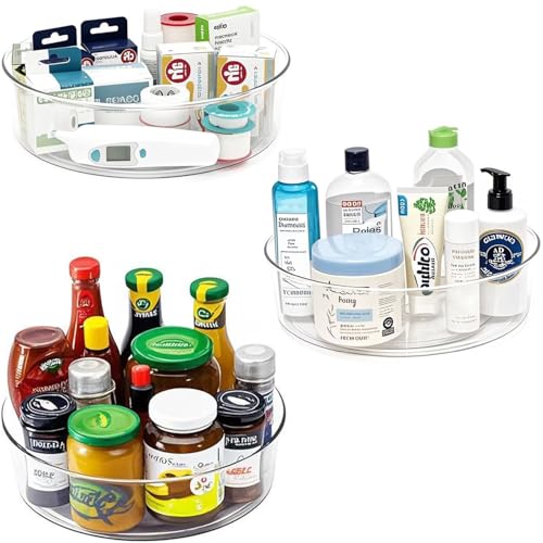 3 Pack Lazy Susan 11.5" Inch Turntable Organizer for Cabinet Pantry Organizers and Storage Organization Spinning Spice Rack Bins Rotating Condiment for Countertop Kitchen Sink (3 Count)