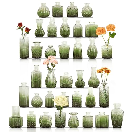 Set of 36 Glass Bud Vases Small Flower Vases for Centerpieces (36 Count)